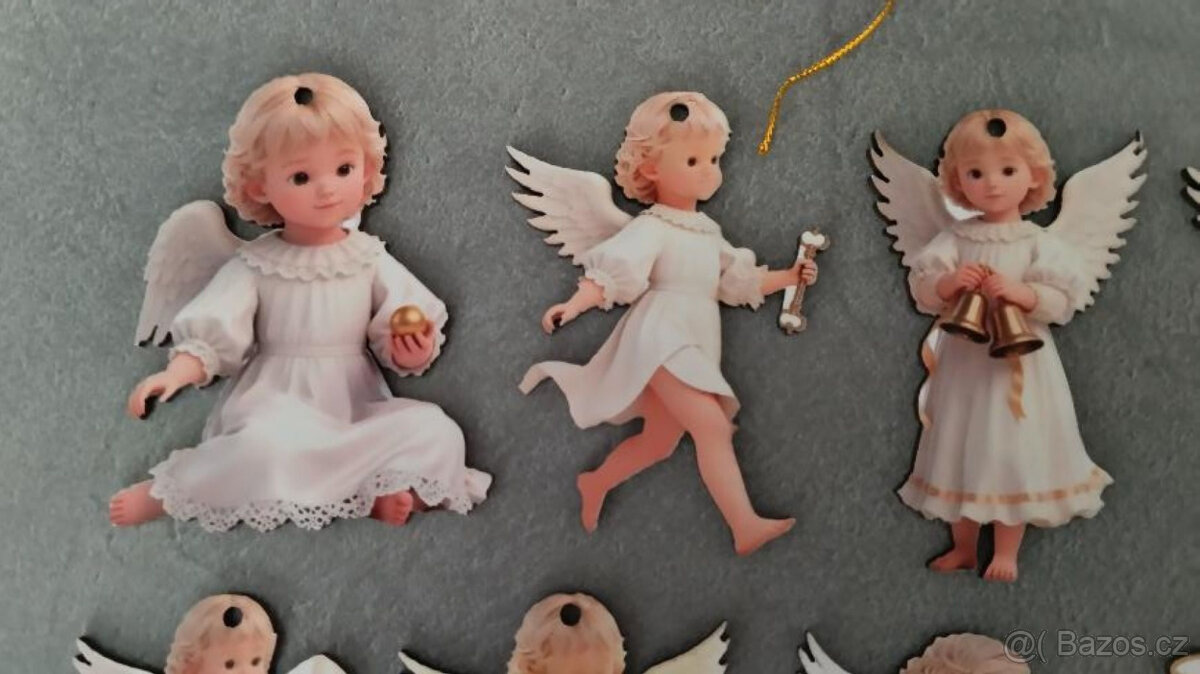 DŘEVĚNÝ ANDĚL SADA 10KS - DEKORACE - 2