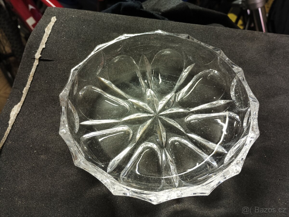 Stará skleněná slánka, miska podtacek - 2