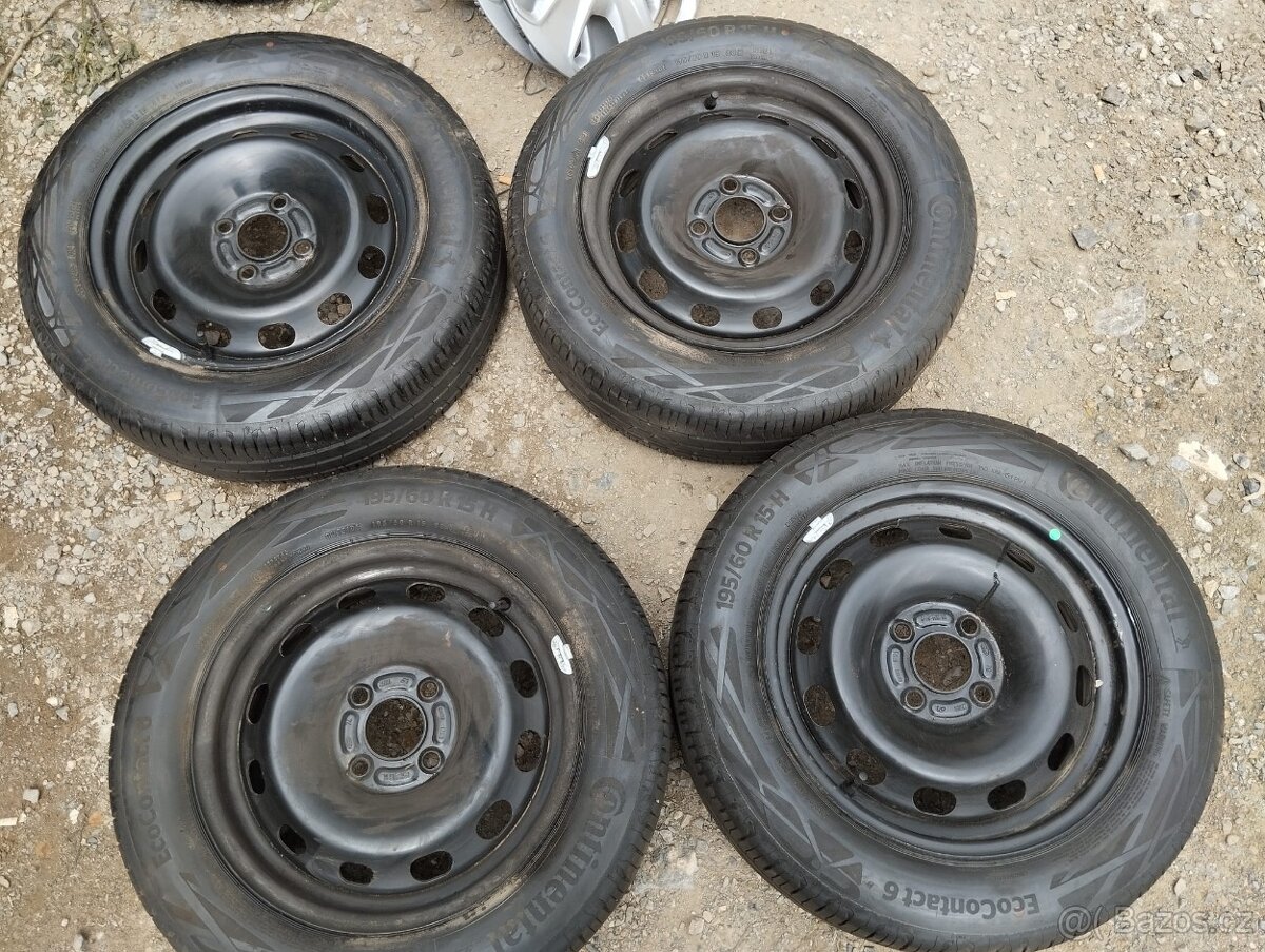ocelová kola Ford 6x15 4x108 et37,5+letní 195/60/15 - 2