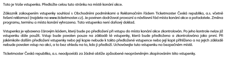 Prodám 2 lístky na Calina (1. 12) - 2