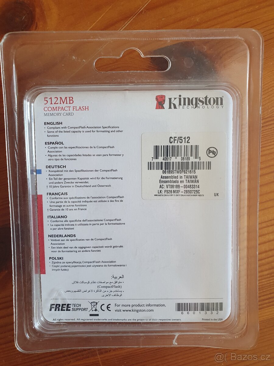CF Kingston karta, zabalena 512MB - 2