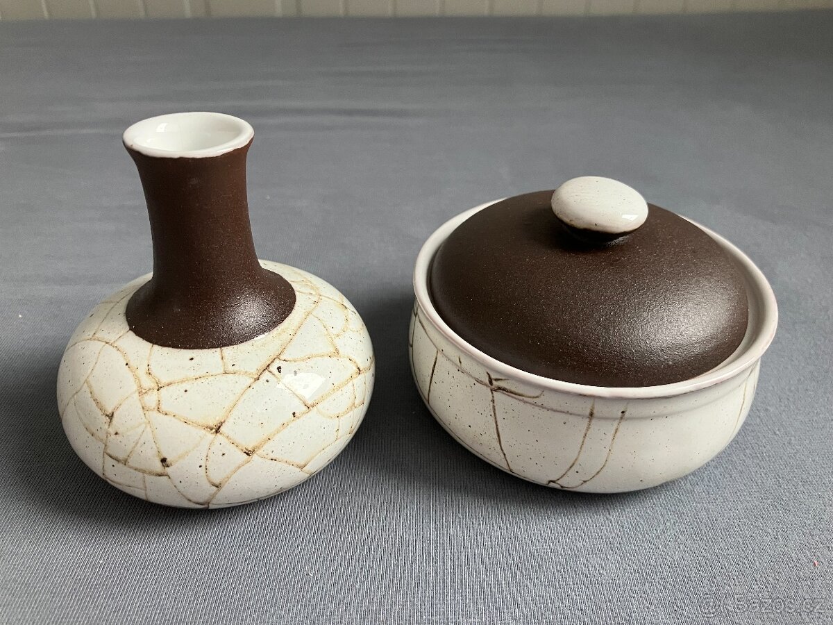 Keramická souprava (šestidílná), imitace popraskané kameniny - 2