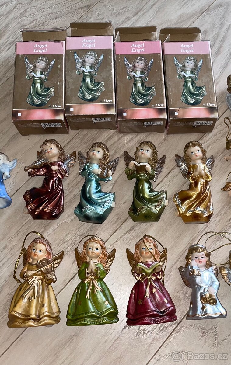 Luxusní set porcelánových 🎄 vánočních andělíčků 🔔 zvonečků - 2