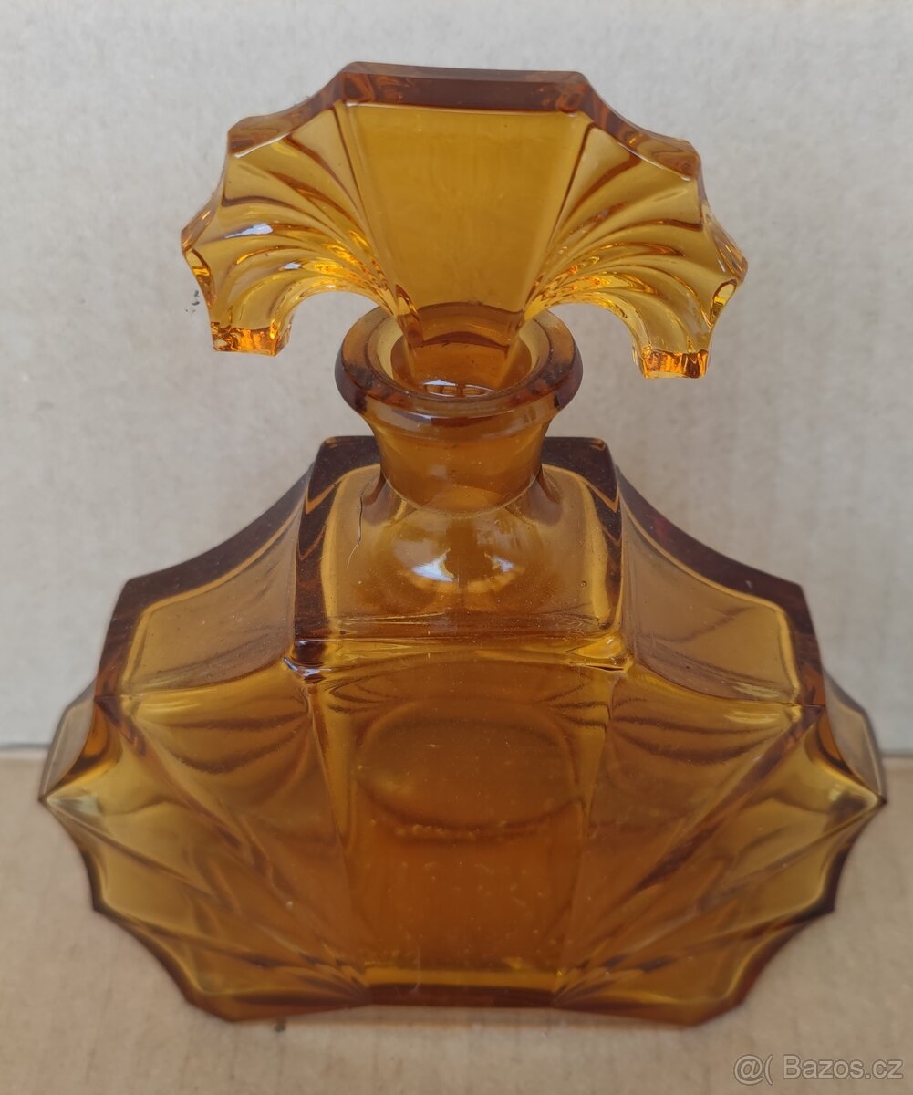 Likérová souprava INWALD ART DECO, rok 1930. Skleněná karafa - 2