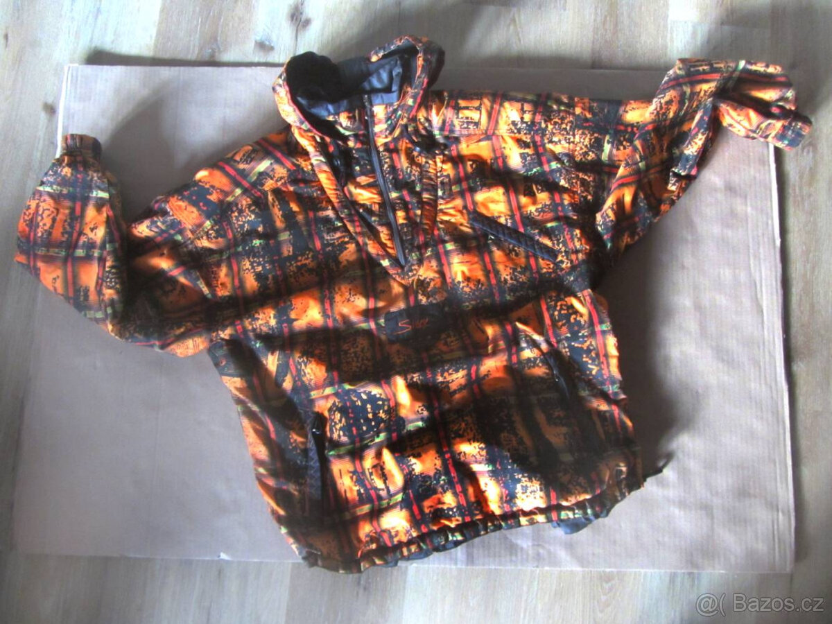 Vintage 90s unisex barevná bunda přes hlavu - 2