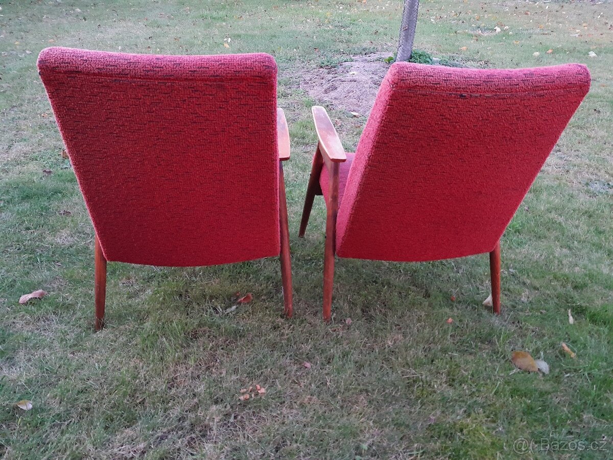 RETRO Křesla - červená barva - 2