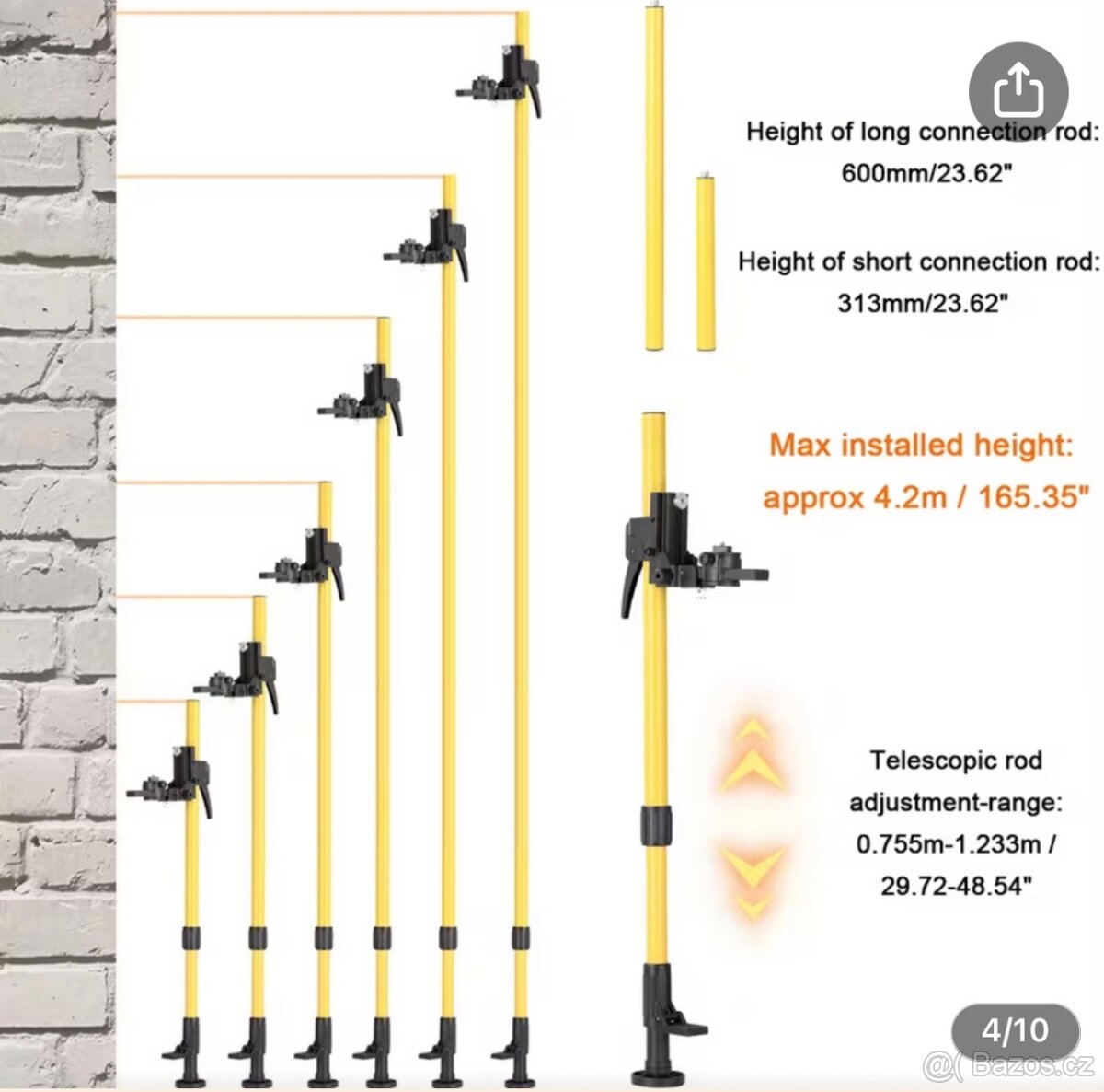Podpůrný teleskopický stojan, 4,2m - 2