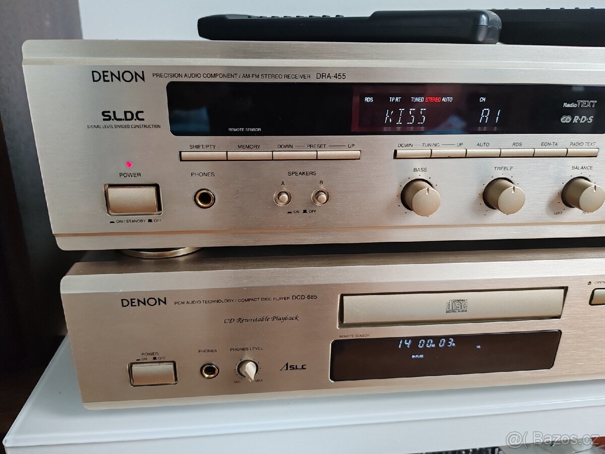 RECEIVER DENON DRA-455 + DENON DCD-685, 2x Dálka - 2