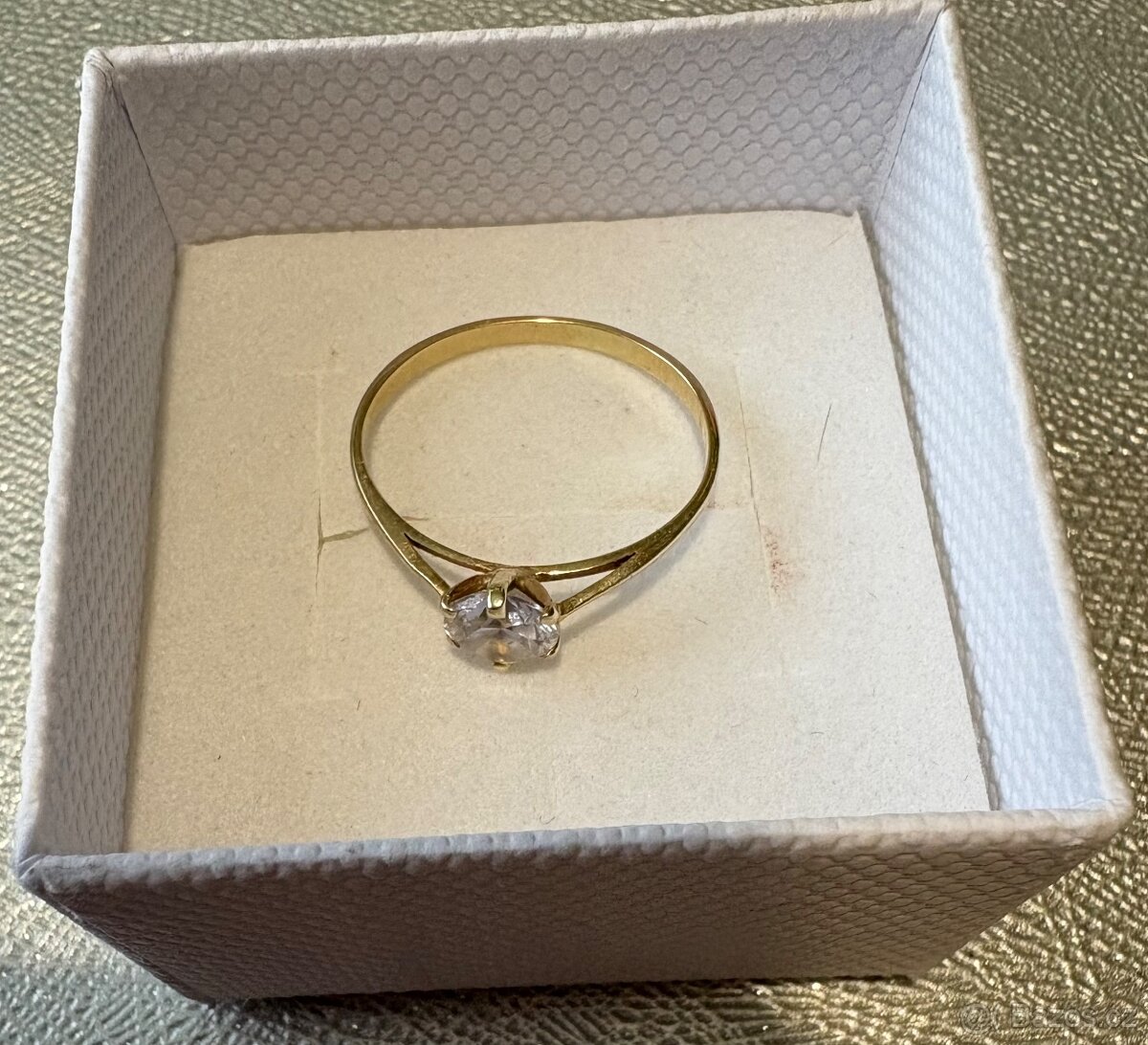 Zlatý zásnubní prsten – 14k zlato, velikost 58 - 2