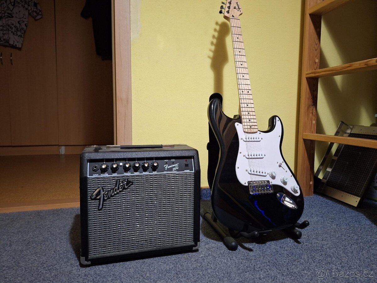Elektrická kytara Squier + kombo Frontman 20G + obal - 2