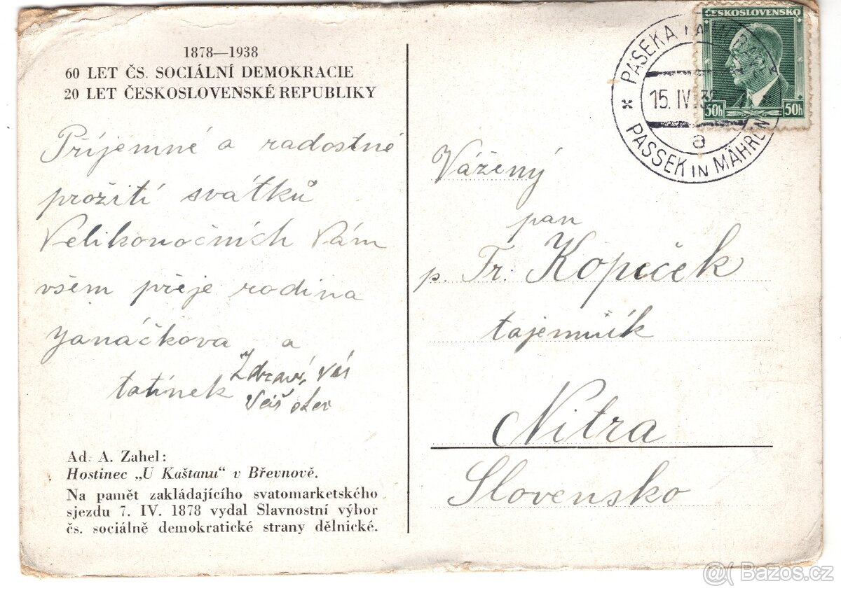 PRAHA– HOSTINEC U KAŠTANU-POHLEDNICE - 2