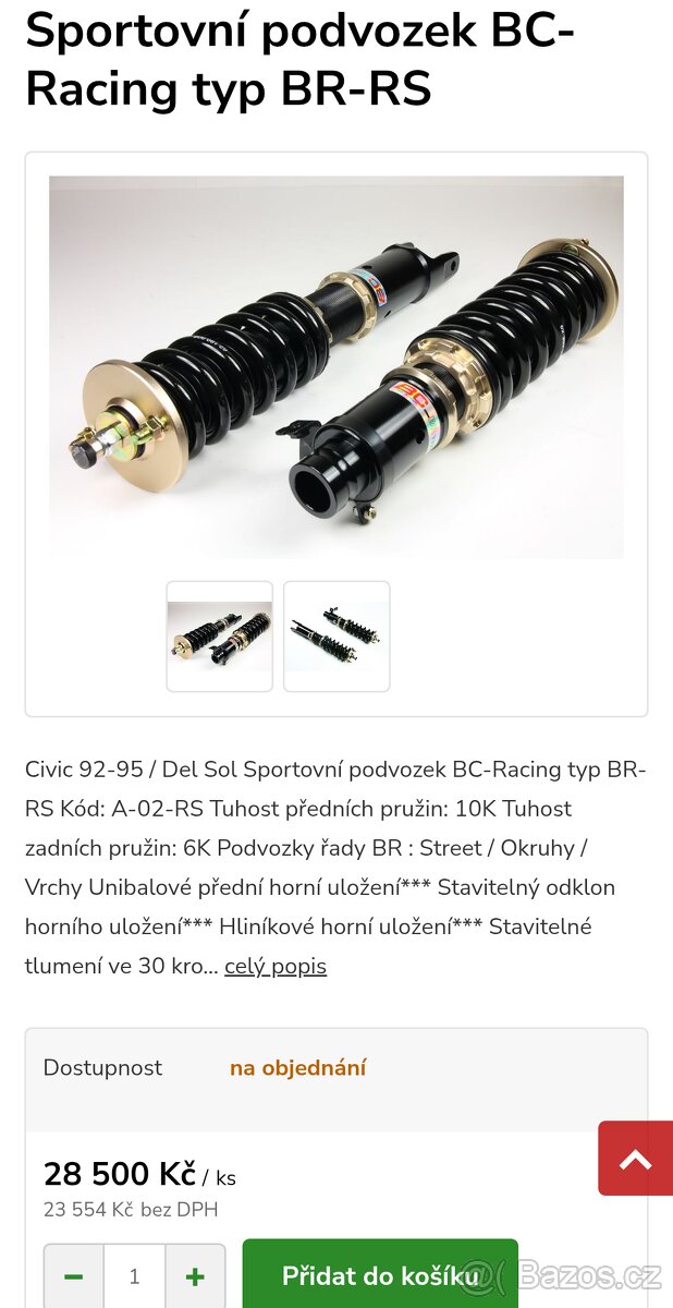 BC Racing podvozek pro CRX / Civic 5 - 2