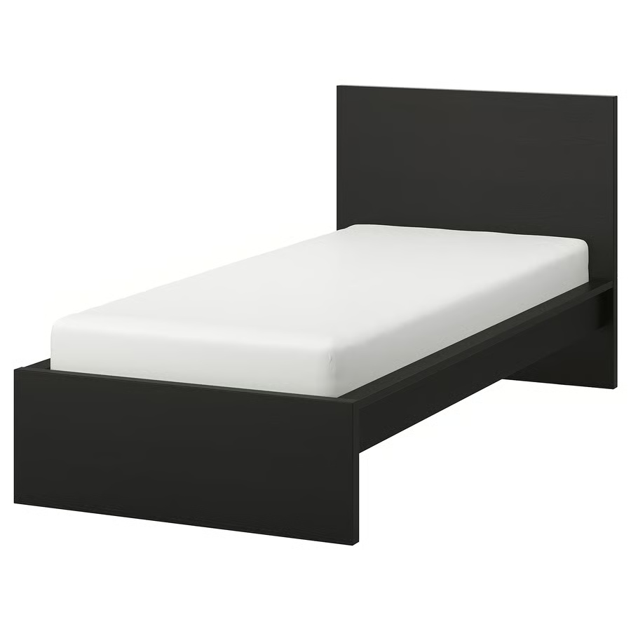 Postel MALM černohnědá 90x200 + lamelový rošt + zásuvky - 2