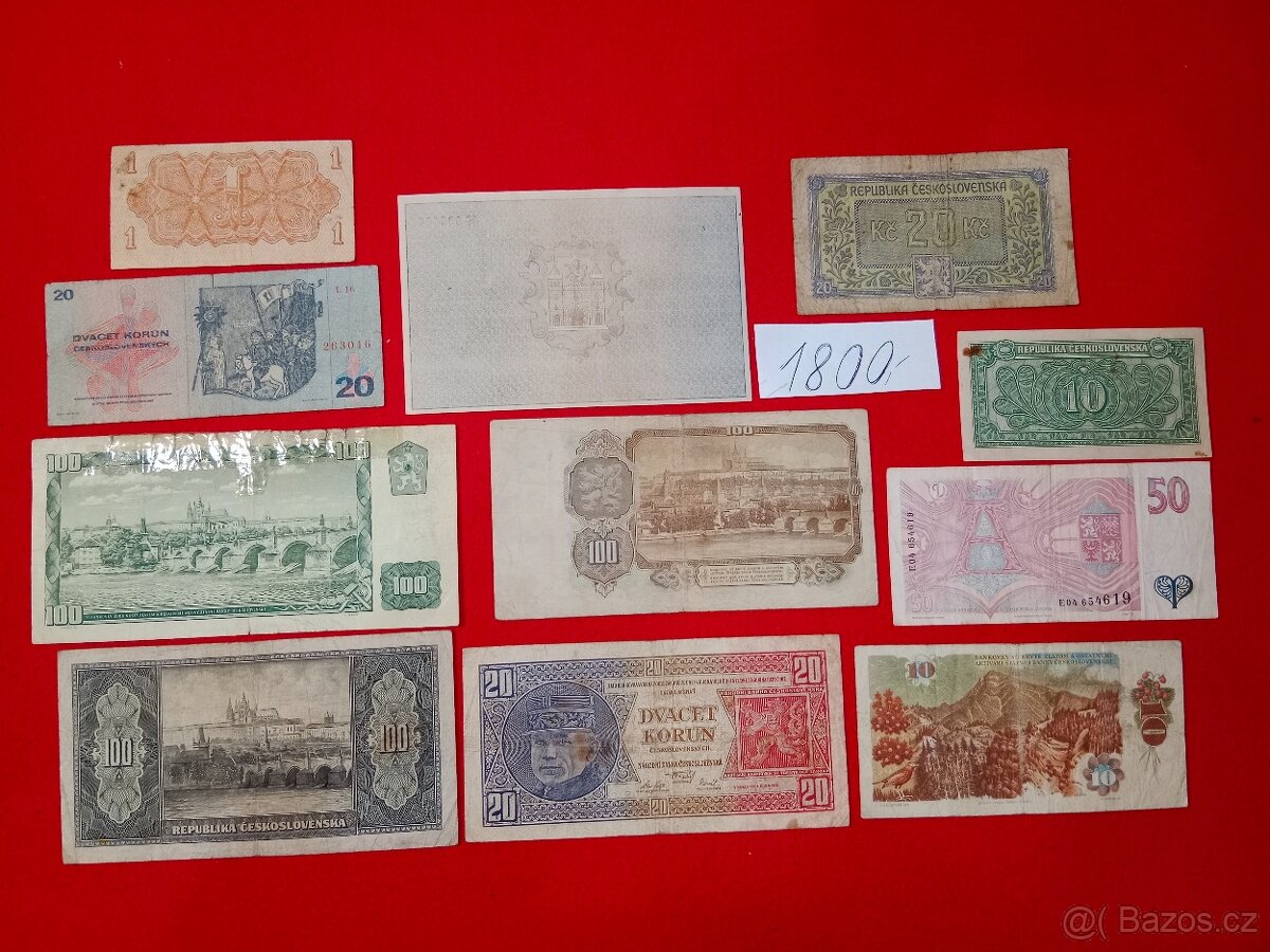 2 ) Československé bankovky 10 ks + 1 ks - celkem 11 ks - 2