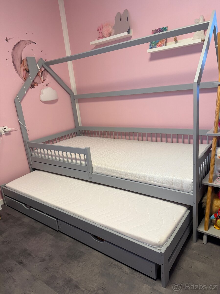 Domečková postel s přistýlkou a šuplíky - Berta - 2