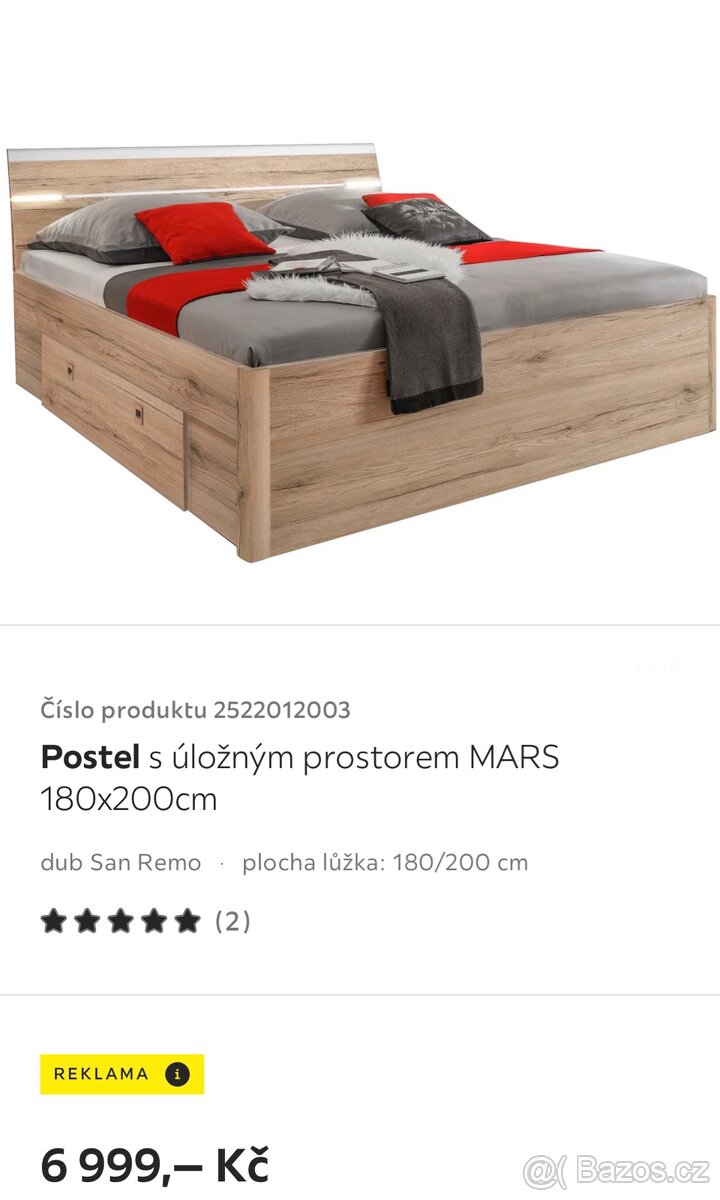 Šatní skříň + postel 180x200 - 2