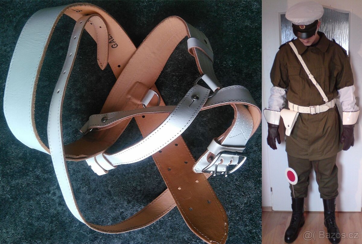 Nový bílý opasek 120cm VB SNB motoveterán + návleky - 2