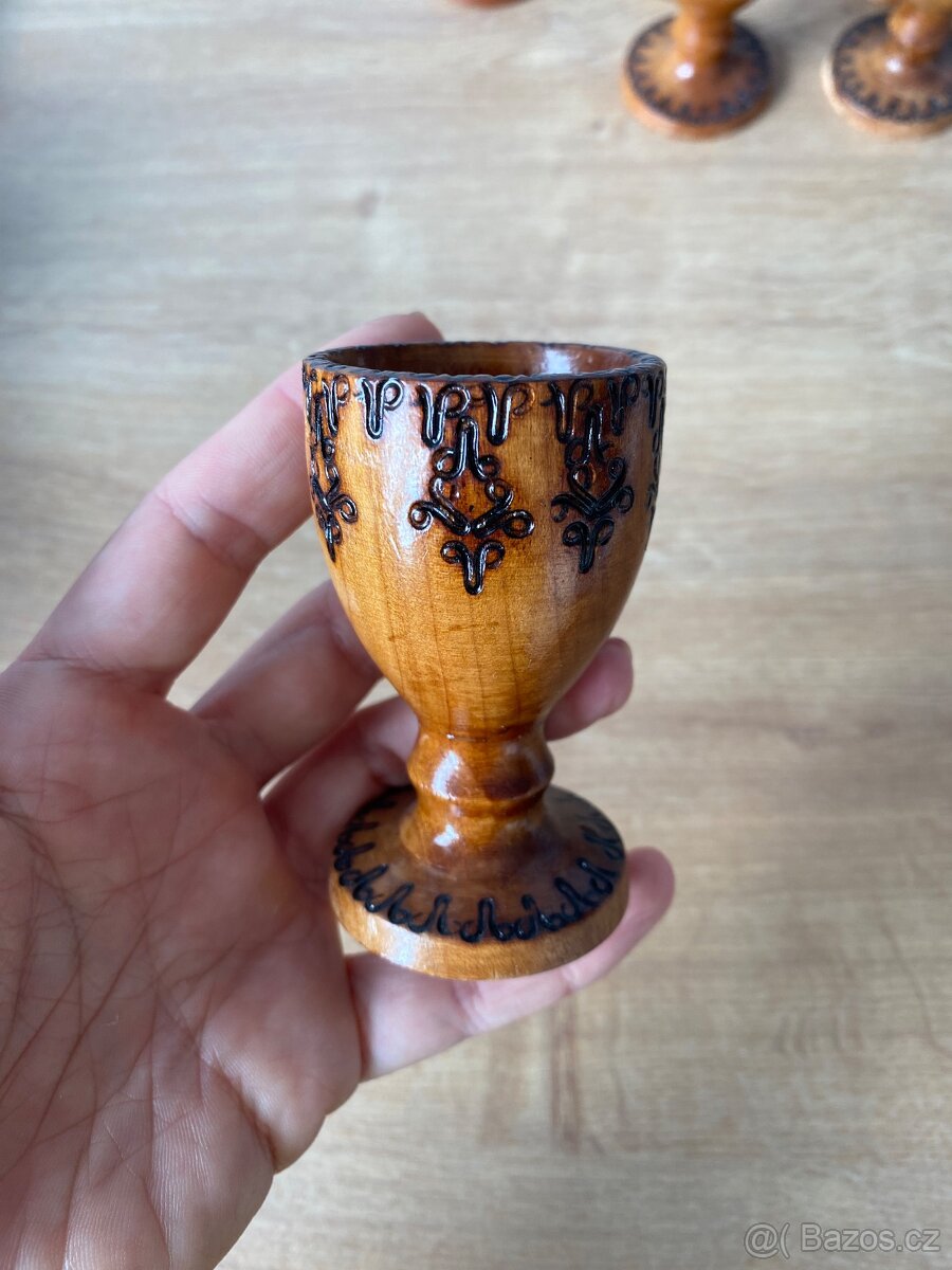 Starožitné dřevěné kalíšky na vajíčka- 6 ks - 2