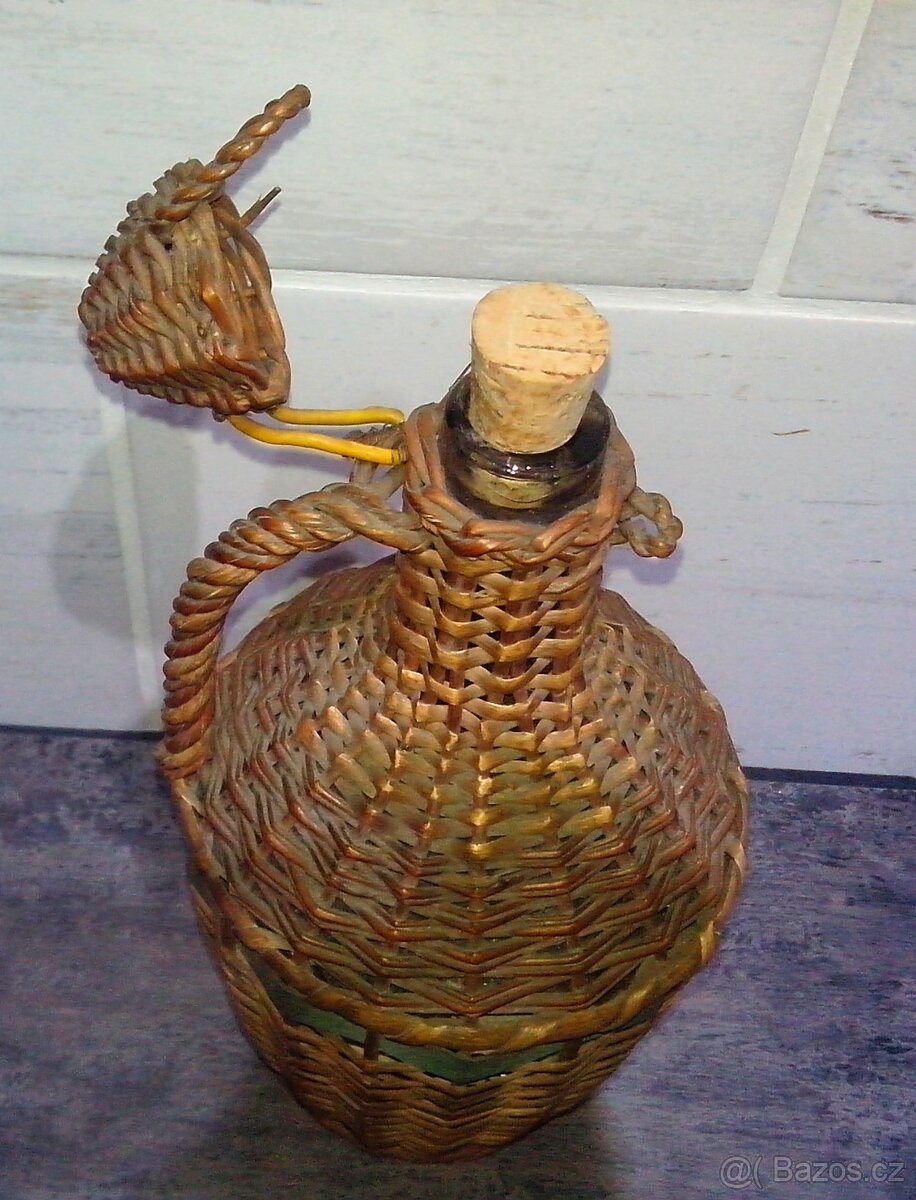 demižon skleněný opletený, malý - objem 1L a 0,5L - 2