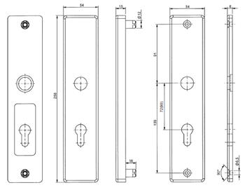Bezpečnostní kování FAB BK 525/90 - 2