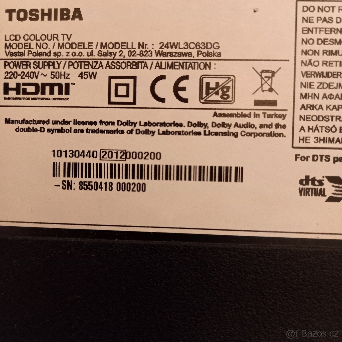 Toshiba 24WL3C63DG - 2
