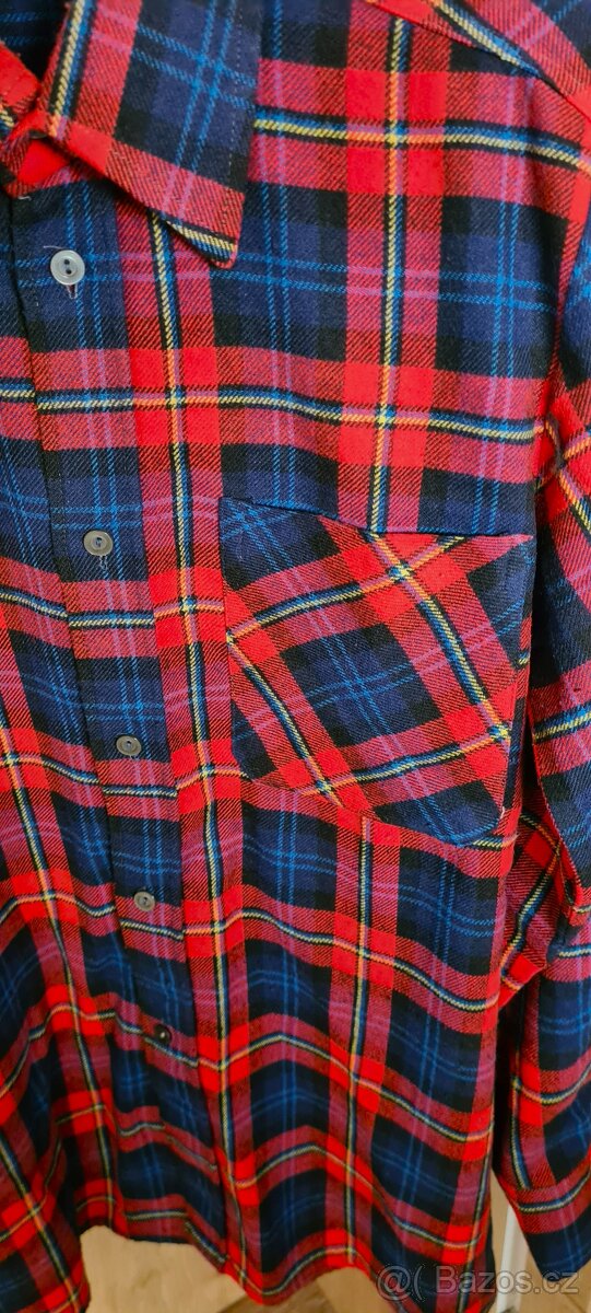 Vintage kostkovaná červenomodrá flanelová košile - 2