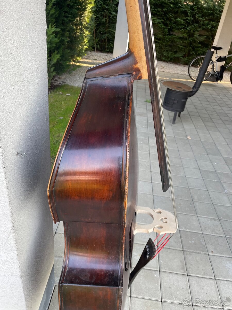 Starý celodrevený 3/4 kontrabas menší model - 2