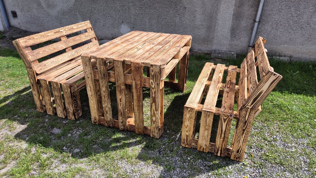 Zahradní set, stůl + dvě lavice - 2