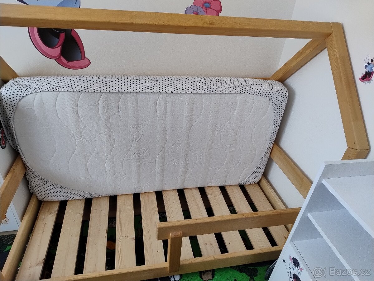 Dětská postel domeček Tery s bočnicí 80x160 + matrace - 2