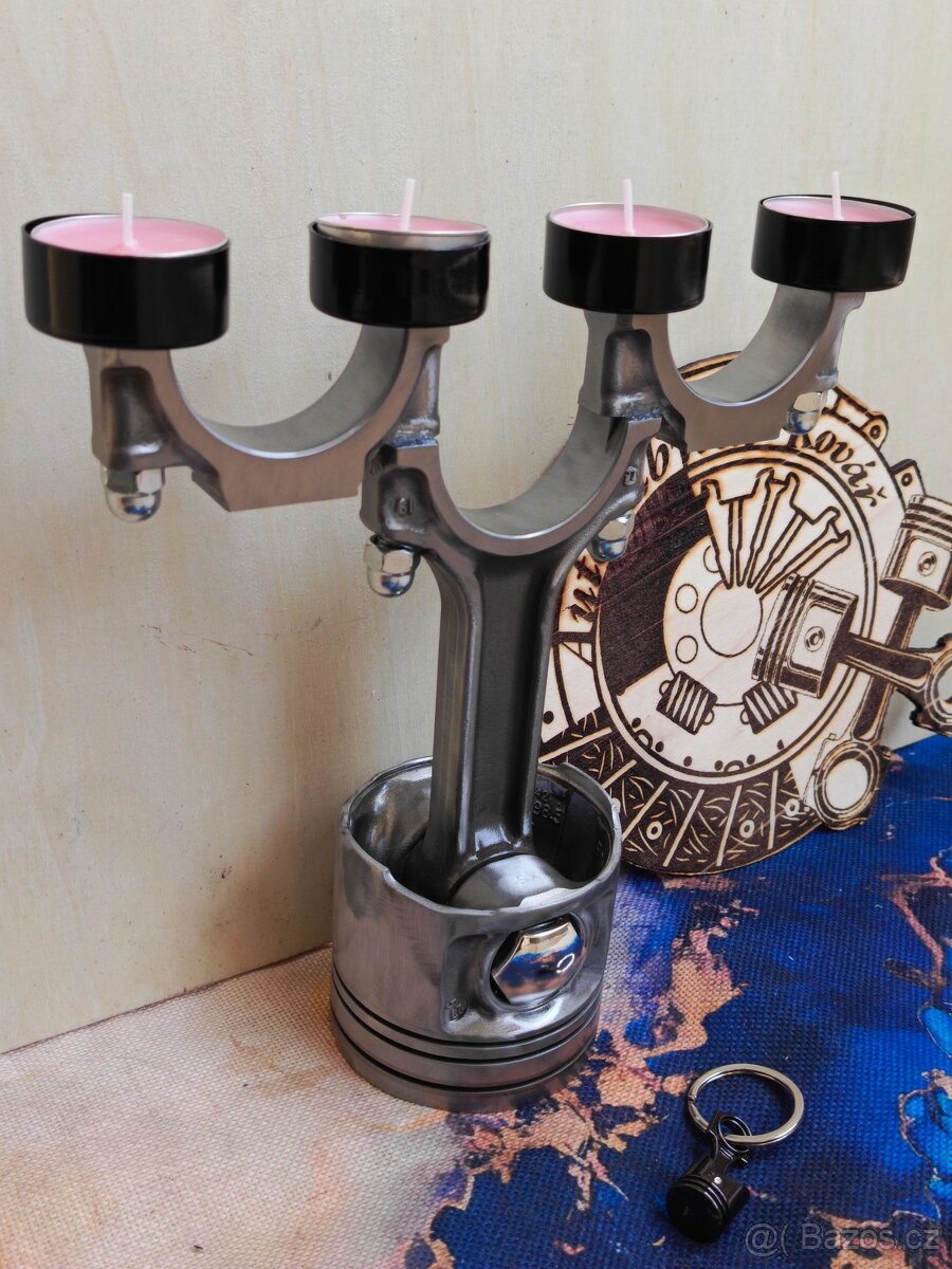 Svícen z motorového pístu - Autonábytek Kovář - 2