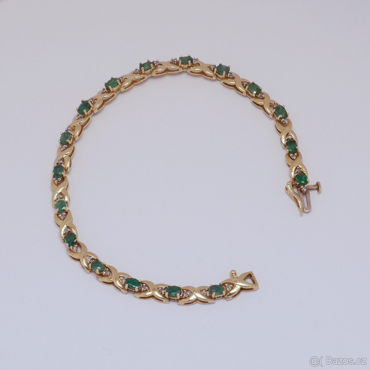 Zlatý náramek se smaragdy a diamanty - 2