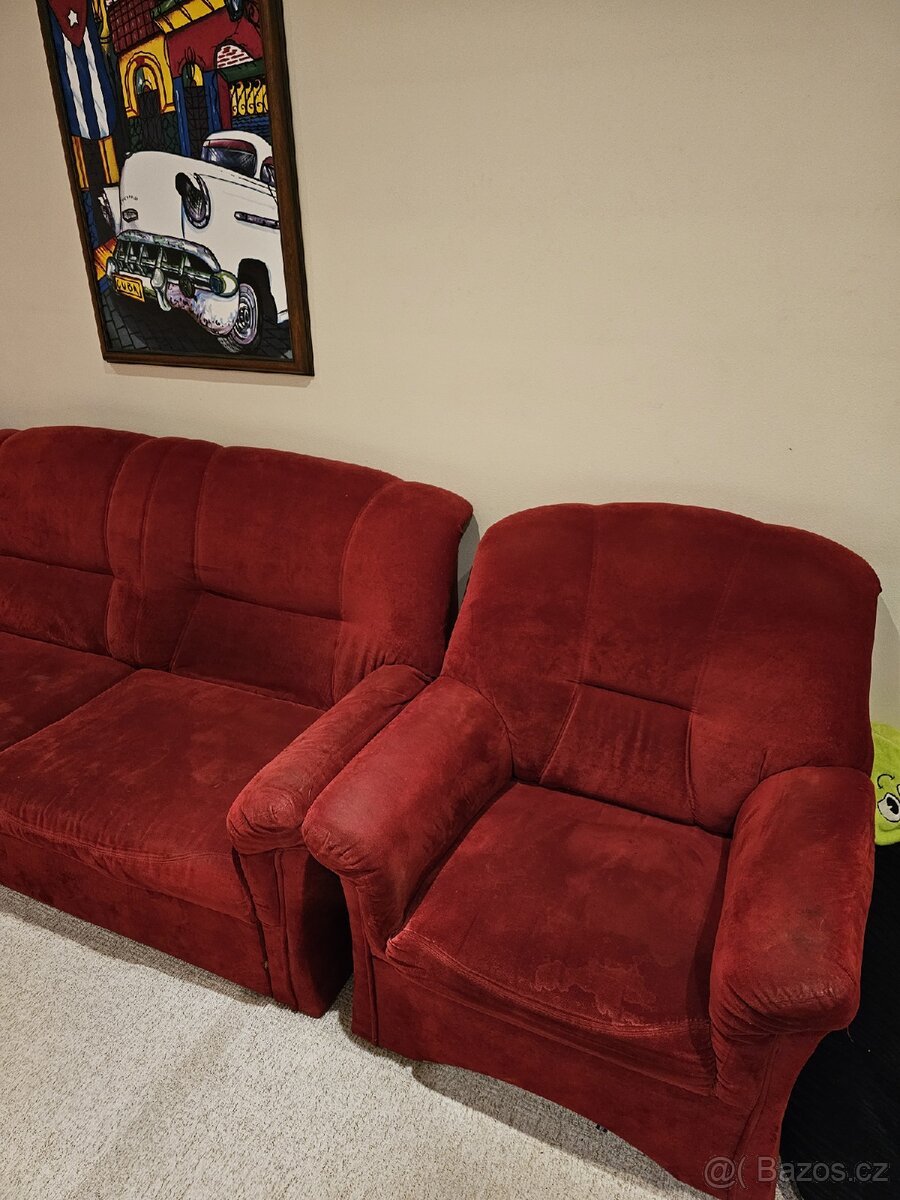 Rohová rozkládací sedačka + křeslo - 2