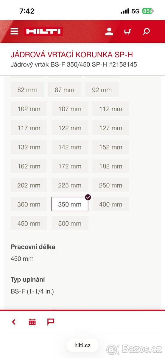 HILTI-JÁDROVÁ VRTACÍ KORUNKA SP-H - 2