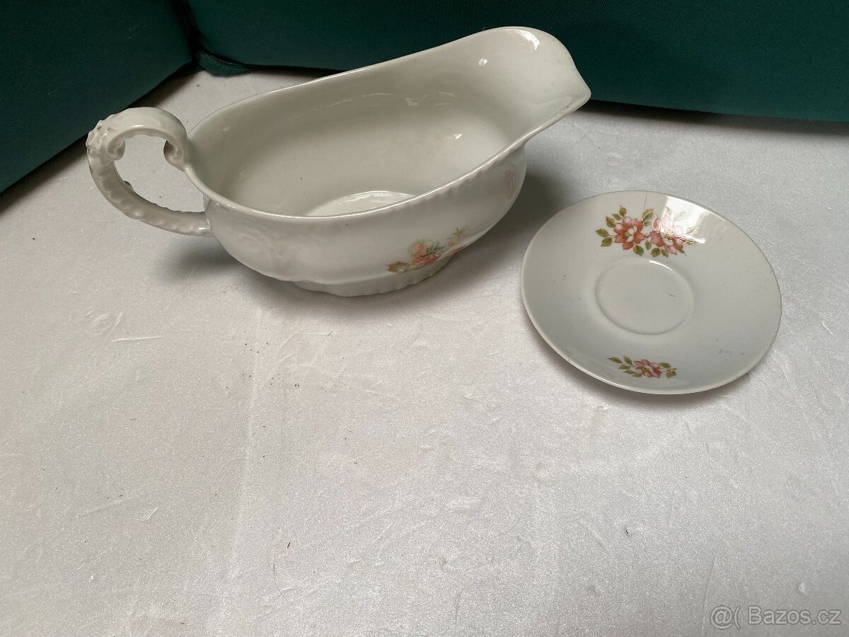 Vintage porcelánová salsera a podšálkem - 2