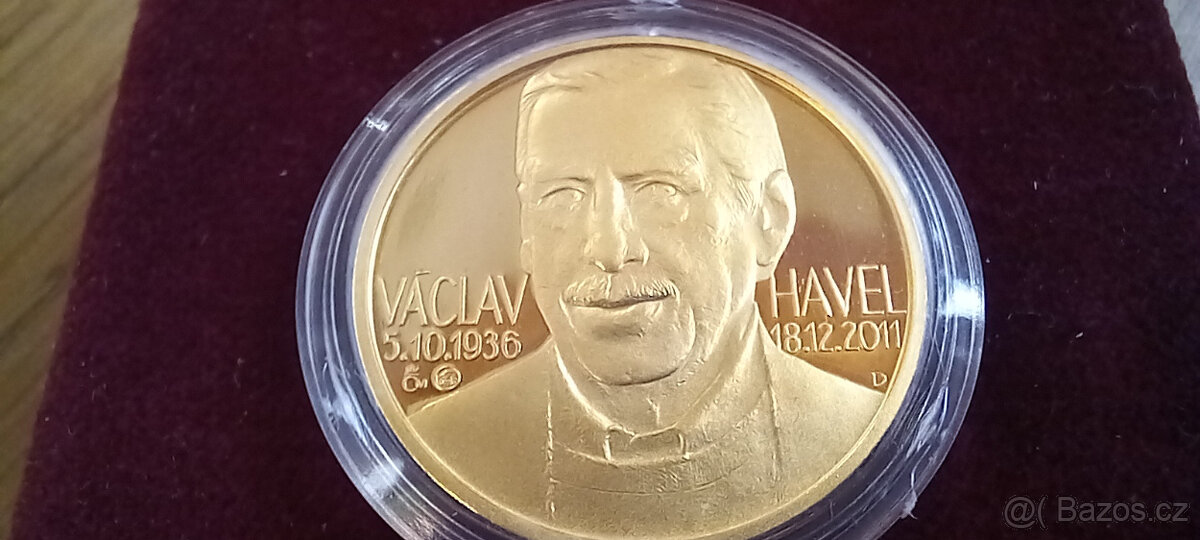 Zlatá pamětní medaile Václav Havel 2012 1/2oz 999,9 Au proof - 2