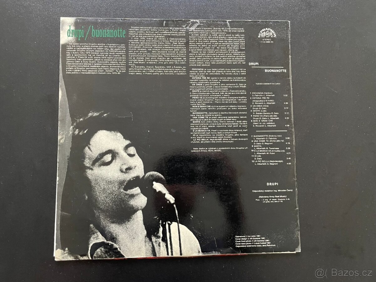 LP Drupi – Buonanotte - Supraphon, 1981 - 2