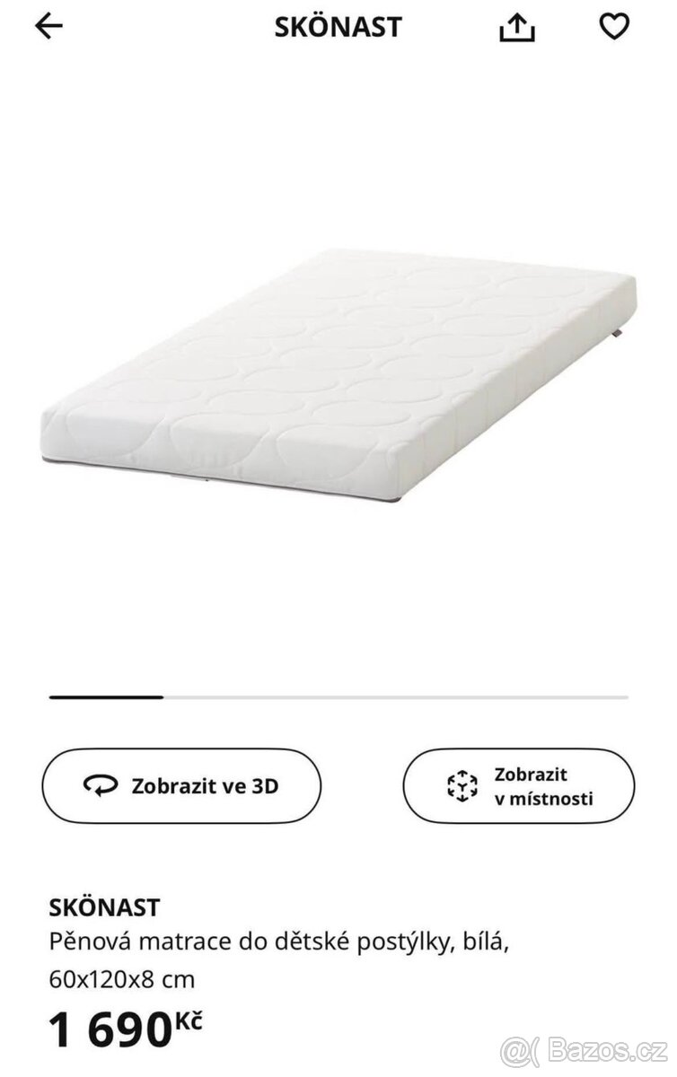 Dětská postýlka IKEA SUNDVIK bílá Rozměry: 60x120 - 2