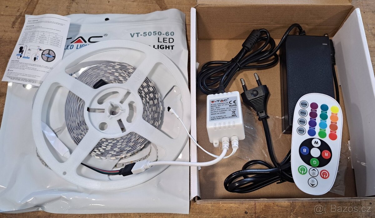 Set RGB LED pásek 5m, napájení, trafo, ovládání - 2