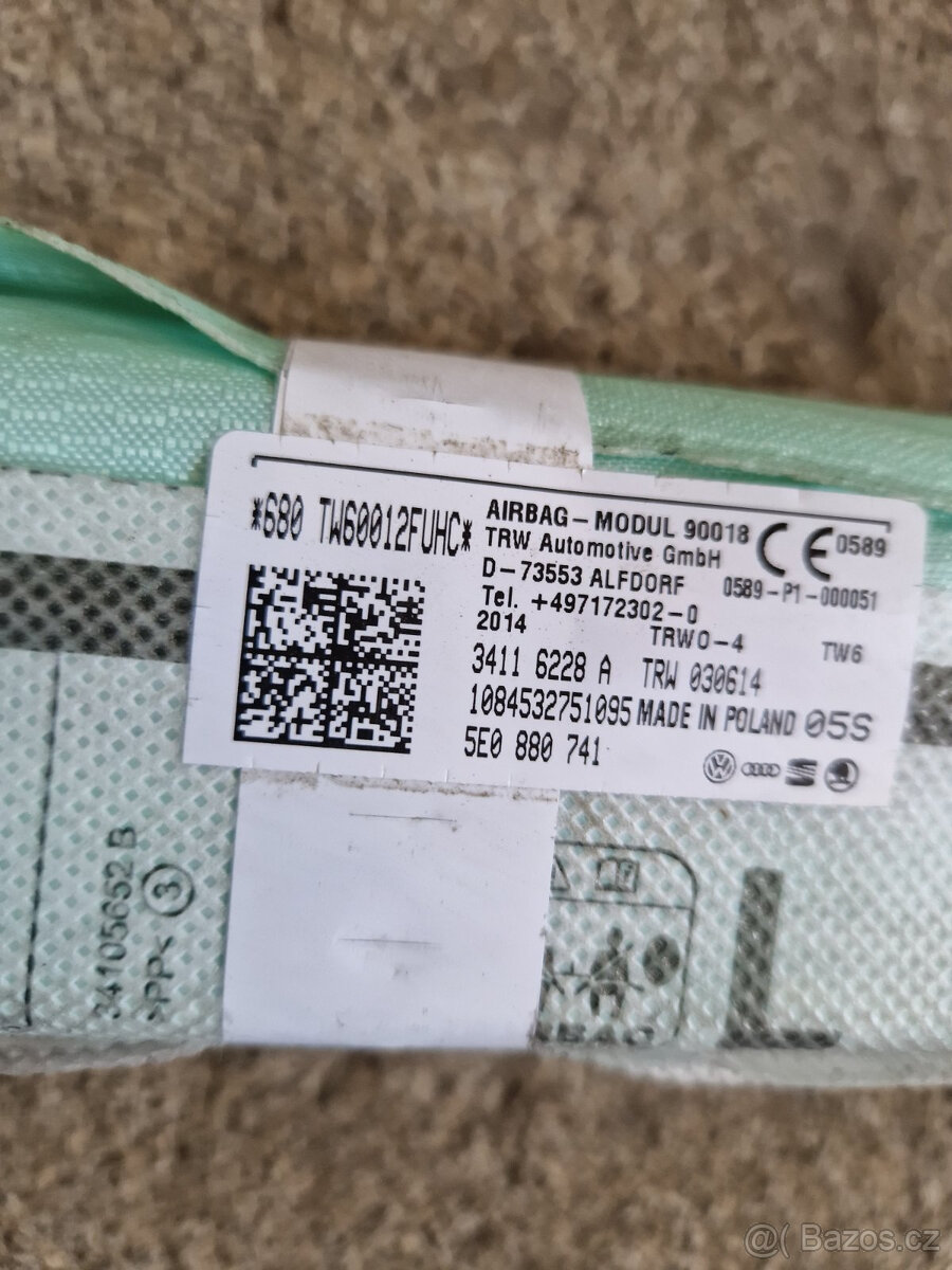 Stropný airbag Škoda Octavia 3 - 2