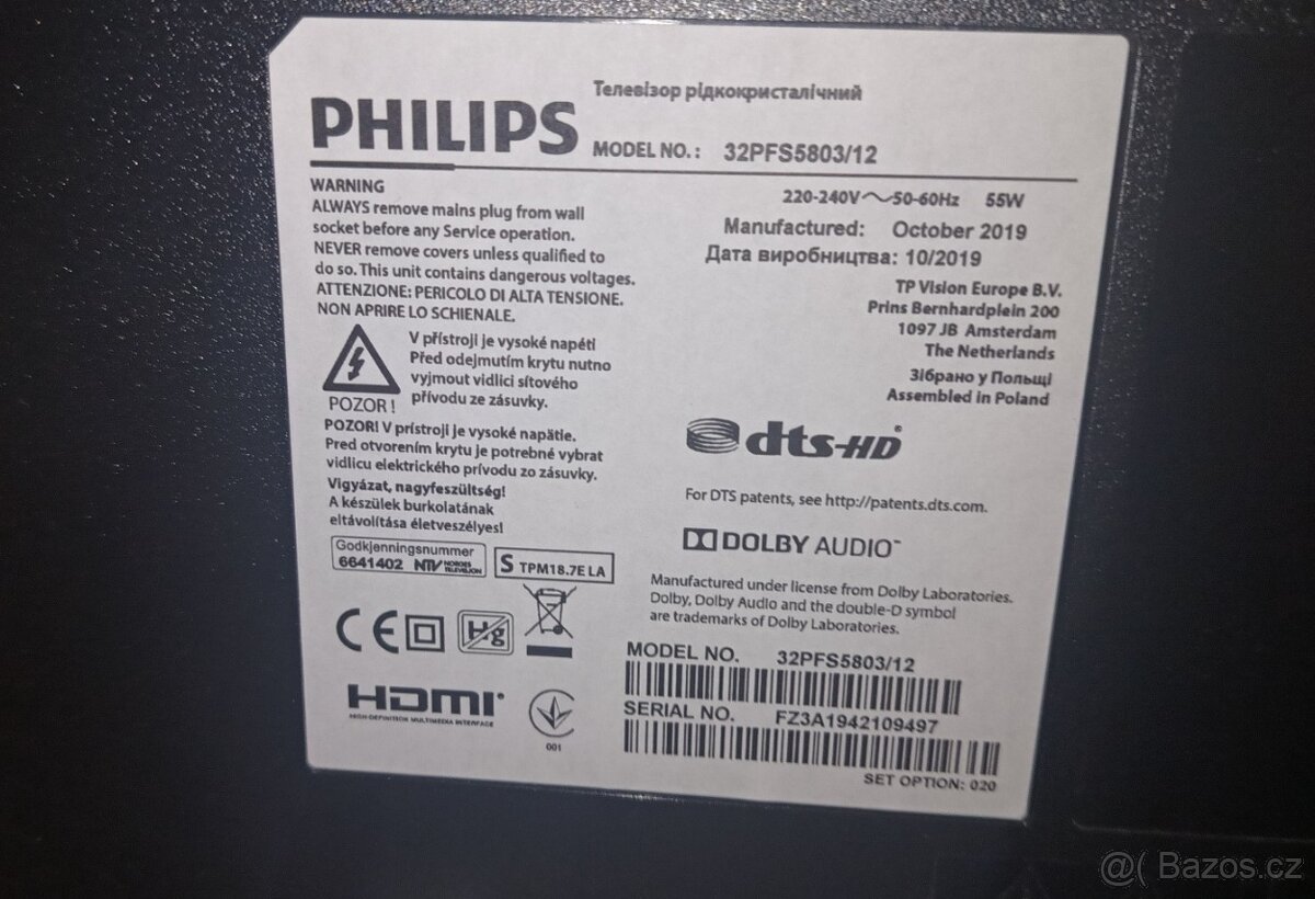 Televize Philips 32PFS5803 černá - 2
