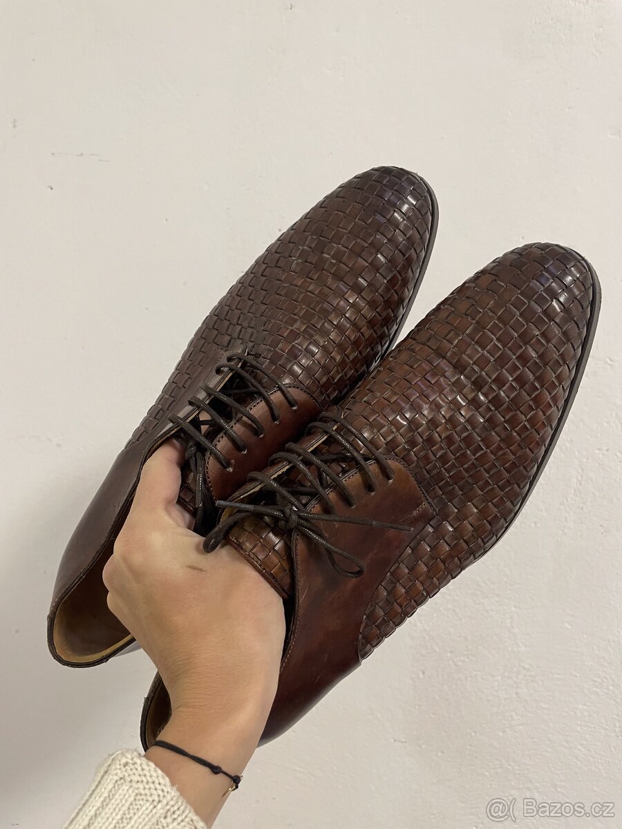 Tmavě hnědé kožené polobotky Blažek - 2