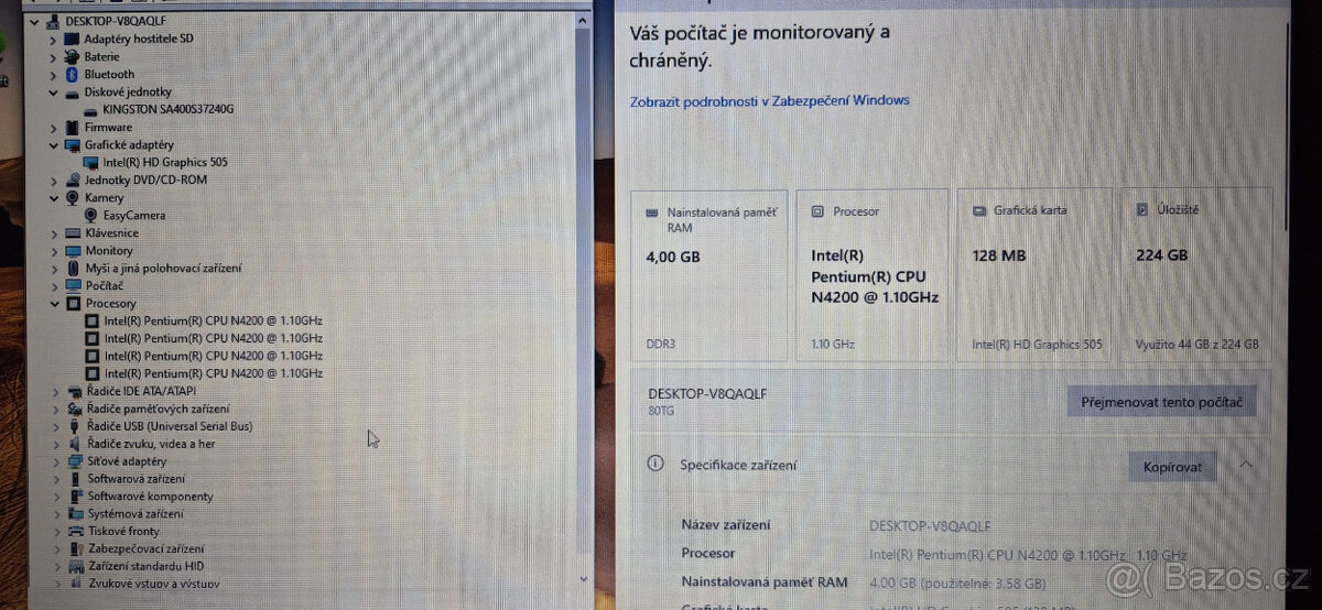 Lenovo, Intel N4200 4x 2,50GHz, 4GB DDR3, 240GB SSD, bat.3h. - 2