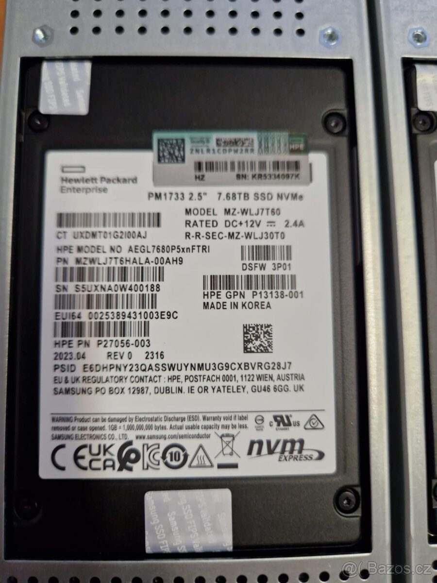 HPE (Samsung) PM1733 7.68TB SSD NVME - 2
