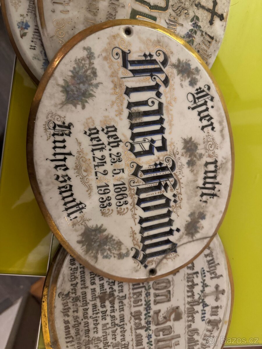 Německé náhrobní porcelánové desky - 2
