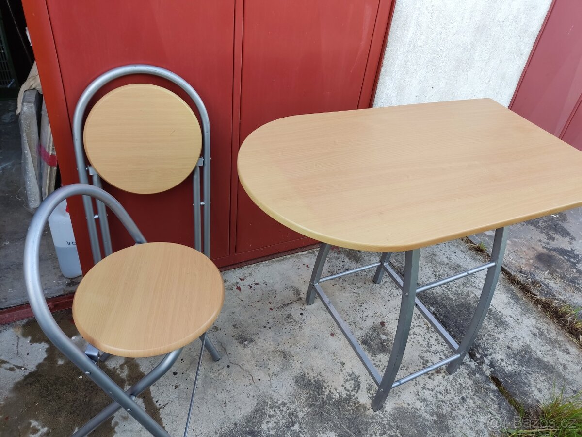 Barový stůl+2 skládací židle - 2