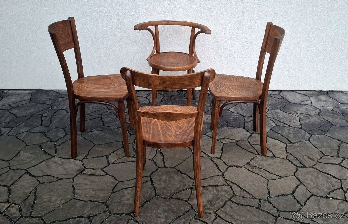 Celodřevěné židle THONET po renovaci 4ks - 2