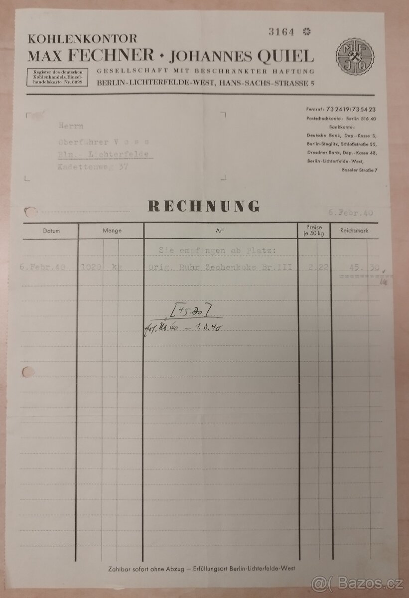 DOKUMENTY PO GENERÁL SS BERNHARD VOSS 3 - 2