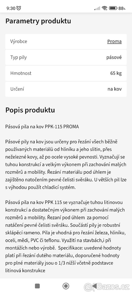 Pásová pila na kov PPK115 - 2