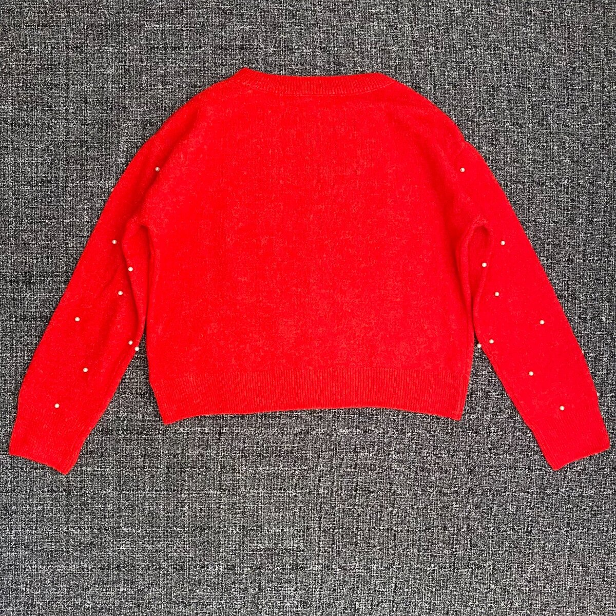 Dámský červený vánoční svetr H&M vel. XS/34-36 - 2