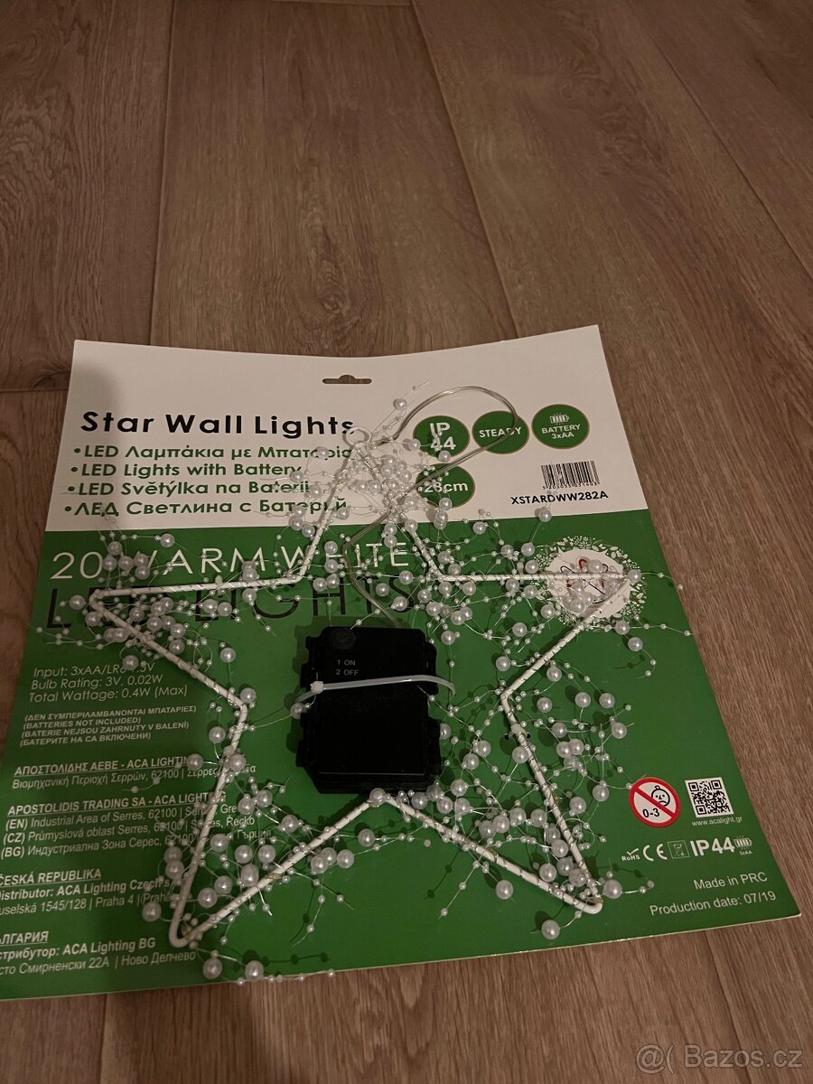 LED vánoční hvězda s perlami do okna 20 LED - 2